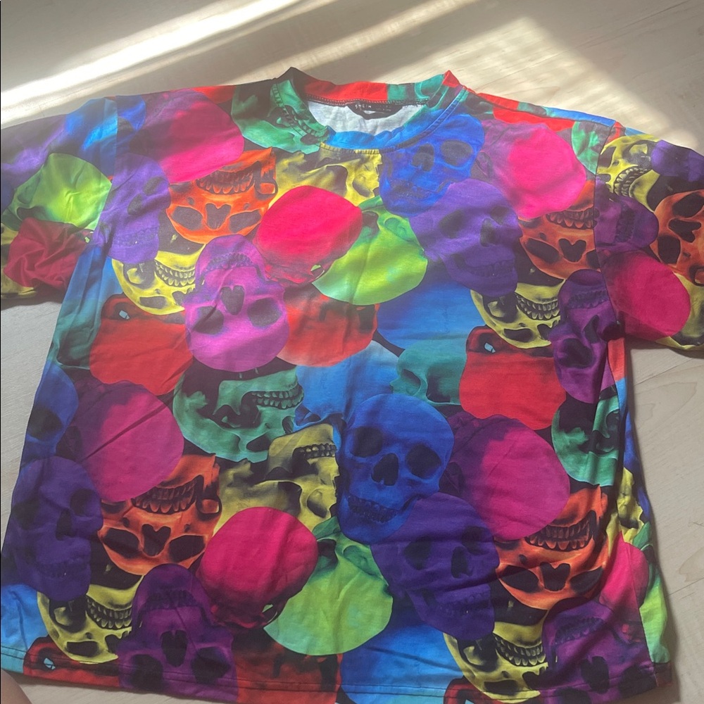 Colorful Oversized Skull Print Shirt